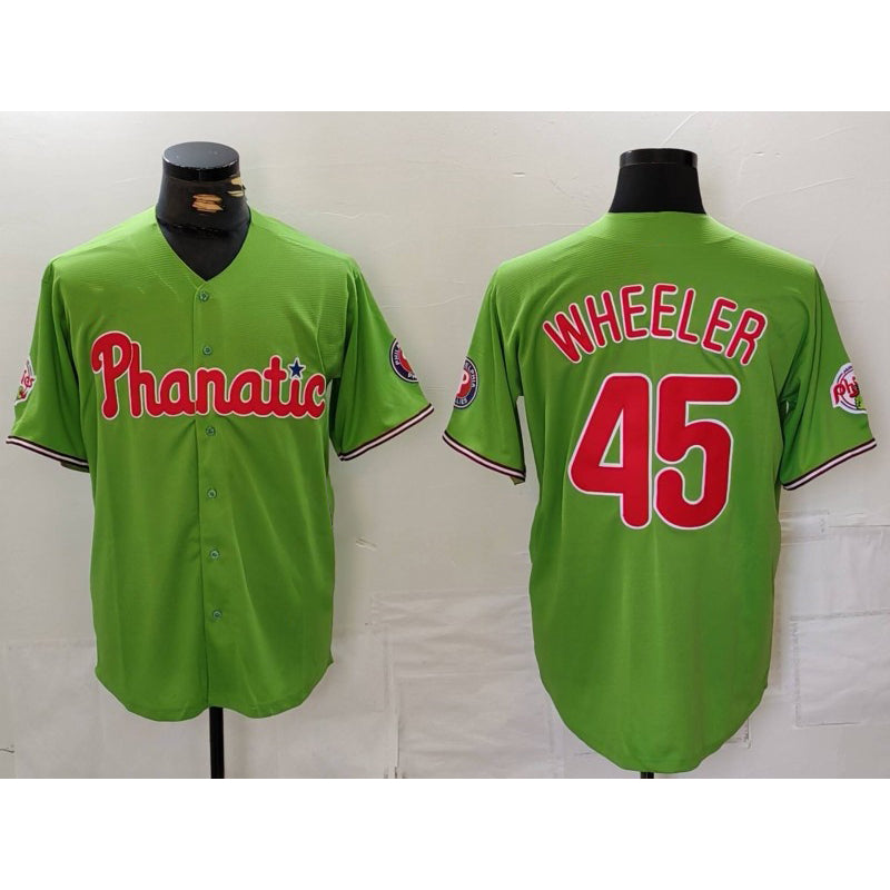 Philadelphia Phillies #45 Zack Wheeler Green HeidiMiller With Patch Stitched Cool Base Jersey