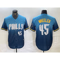 Philadelphia Phillies #45 Zack Wheeler Blue HeidiMiller 2024 City Player Number Cool Base Stitched Jersey 2