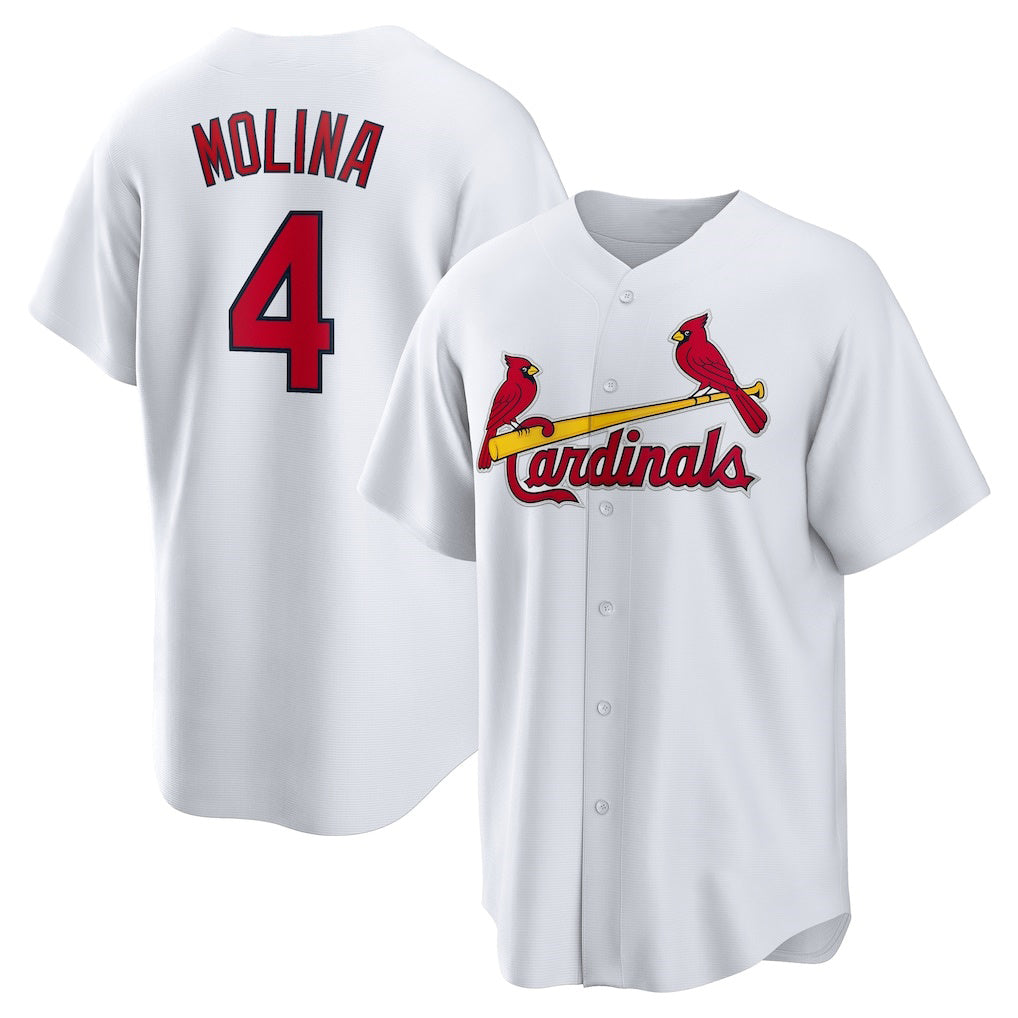 St. Louis Cardinals #4 Yadier Molina White HeidiMiller Home Replica Retired Player Jersey