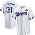 Texas Rangers #31 Max Scherzer 2023 White HeidiMiller World Series Stitched Jersey