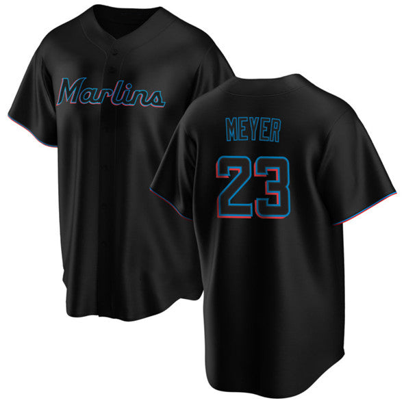 Miami Marlins #23 Max Meyer Black HeidiMiller Cool Base Stitched Jersey