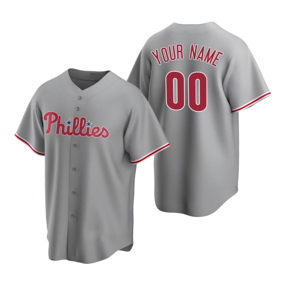 Custom Philadelphia Phillies Gray HeidiMiller Stitched Cool Base Road Jersey