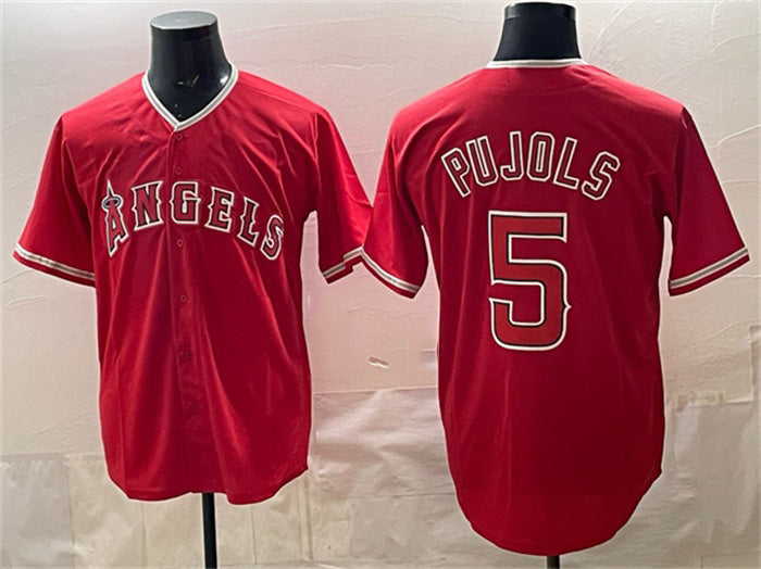 Los Angeles Angels #5 Albert Pujols Red HeidiMiller Stitched Jersey