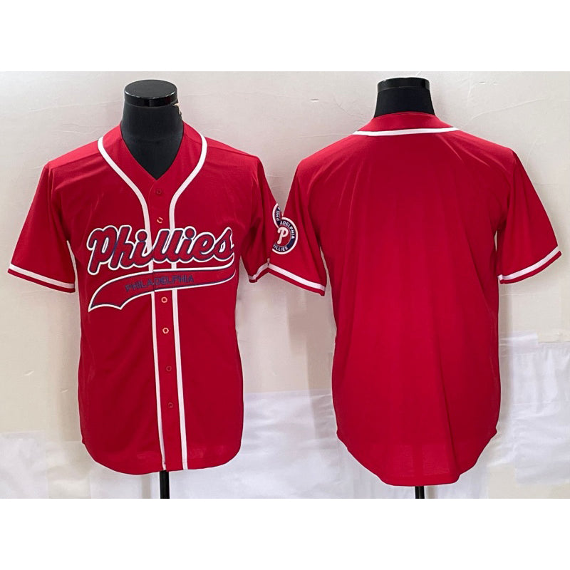 Philadelphia Phillies Blank Red HeidiMiller Cool Base Stitched Jersey