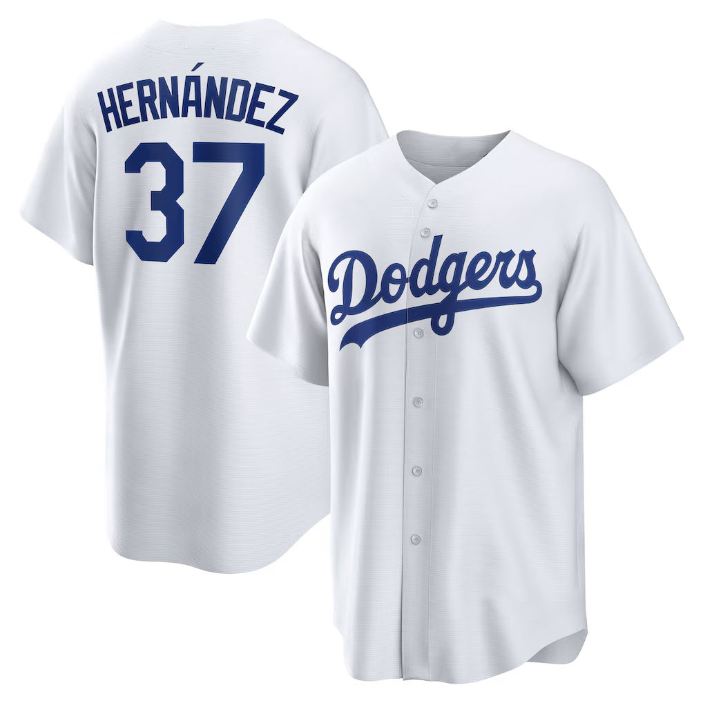 Los Angeles Dodgers #37 Teoscar Hernandez White HeidiMiller Home Replica Jersey