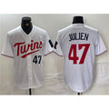 Minnesota Twins #47 Edouard Julien White HeidiMiller Cool Base Stitched Jersey 1