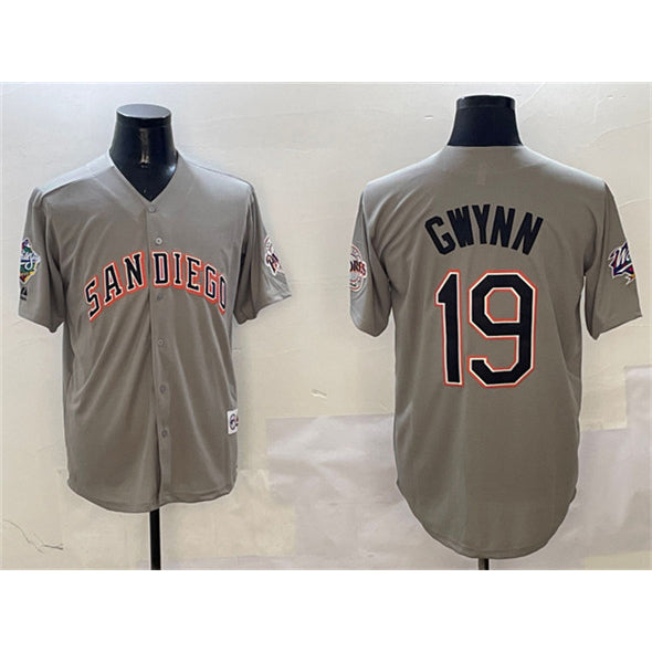 San Diego Padres #19 Tony Gwynn Gray HeidiMiller With Patch Cool Base Stitched Jersey