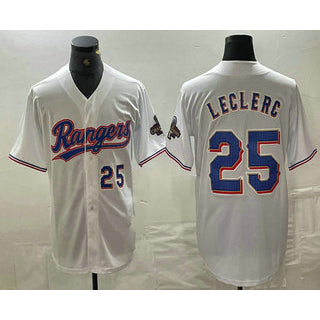 Texas Rangers #25 Jose Leclerc Number White HeidiMiller 2024 Gold Collection Limited Cool Base Jerseys