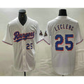Texas Rangers #25 Jose Leclerc Number White HeidiMiller 2024 Gold Collection Limited Cool Base Jerseys