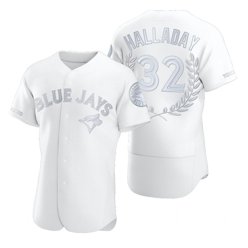 Toronto Blue Jays #32 Roy Halladay White HeidiMiller Flexbase Fashion Jersey