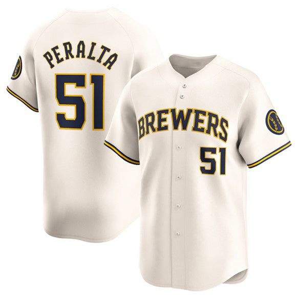 Milwaukee Brewers #51 Freddy Peralta Cream HeidiMiller Limited Stitched Jersey