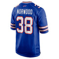 B.Bills #38 Tre Norwood Royal HeidiMiller Team Game Jersey