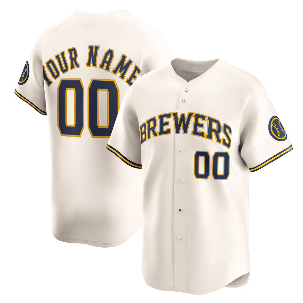 Custom Milwaukee Brewers Cream HeidiMiller Home Limited Jersey