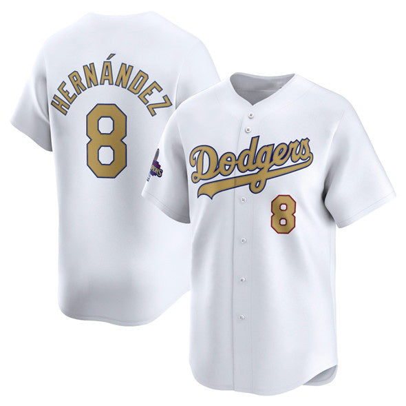 Los Angeles Dodgers #8 Enrique Hern¨¢ndez White HeidiMiller 2025 Gold Collection Limited Stitched Jersey