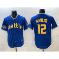 Seattle Mariners #12 Josh Naylor Royal HeidiMiller With 2025 AL West Division Champions Patch Limited Stitched jersey