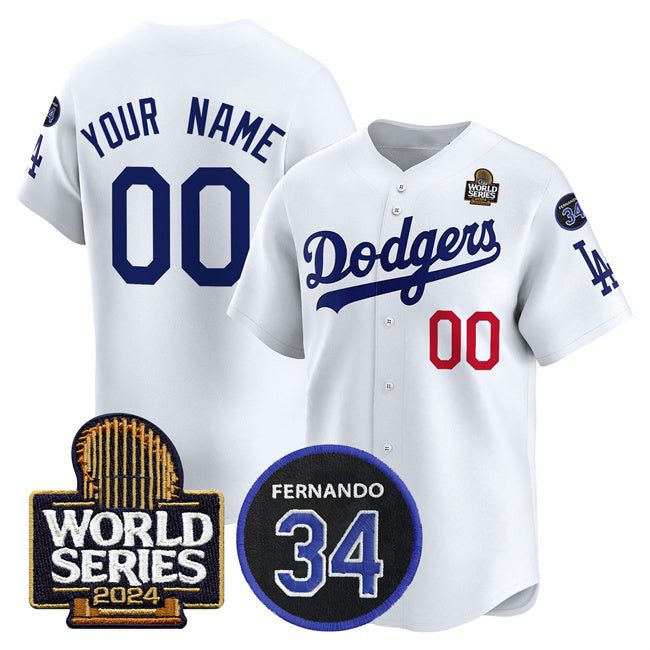 Custom Los Angeles Dodgers ACTIVE PLAYER White HeidiMiller 2024 World Series With Fernando Memorial Patch Limited Stitched Jersey
