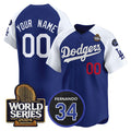 Custom Los Angeles Dodgers ACTIVE PLAYER Royal White HeidiMiller 2024 World Series With Fernando Memorial Patch Limited Stitched Jersey