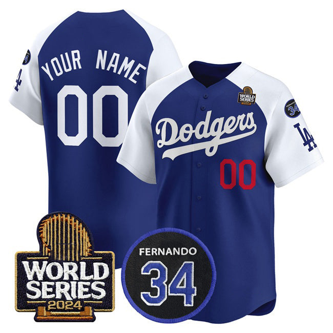 Custom Los Angeles Dodgers ACTIVE PLAYER Royal White HeidiMiller 2024 World Series With Fernando Memorial Patch Limited Stitched Jersey