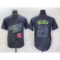Tampa Bay Rays #21 Jonny DeLuca Number Charcoal HeidiMiller 2024 City Connect Limited Stitched Jerseys 2
