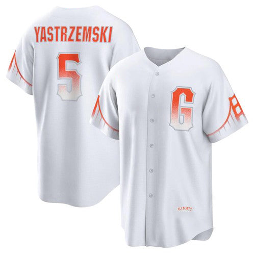 San Francisco Giants #5 Mike Yastrzemski White HeidiMiller 2021 City Connect Cool Base Jersey