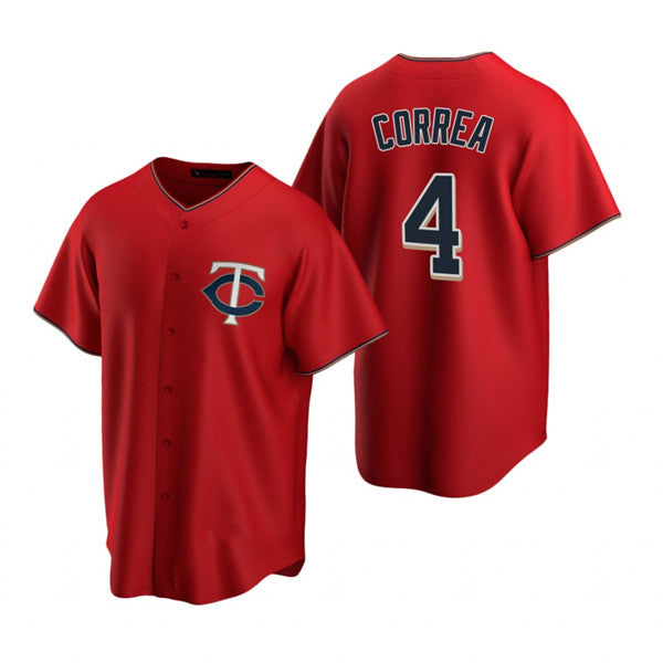 Minnesota Twins #4 Carlos Correa Red HeidiMiller Cool Base Stitched Jersey