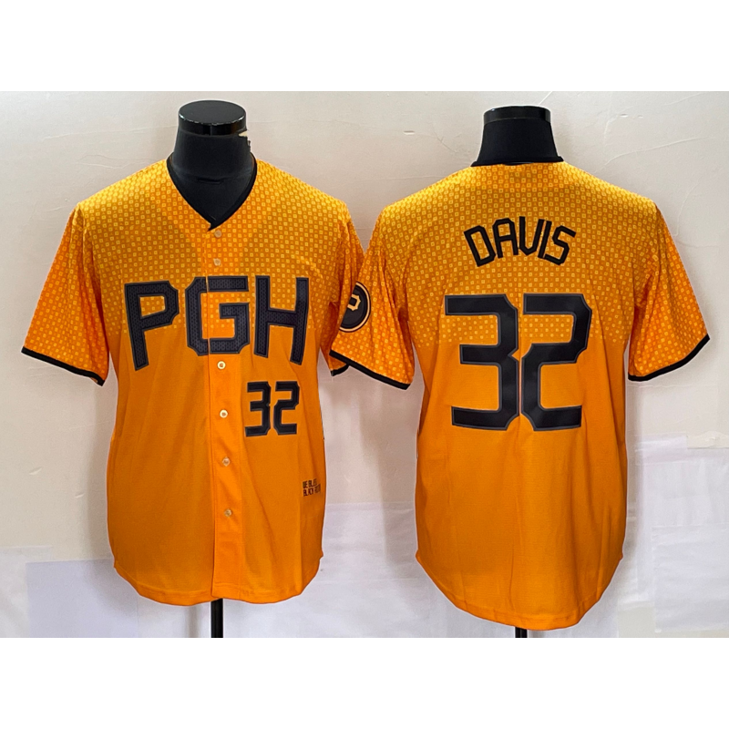 Pittsburgh Pirates #32 Henry Davis Number Yellow HeidiMiller 2023 City Connect Stitched Jersey
