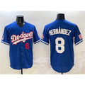 Los Angeles Dodgers #8 Enrique Hern¨¢ndez Royal HeidiMiller With American Flag Patch Limited Stitched Jersey