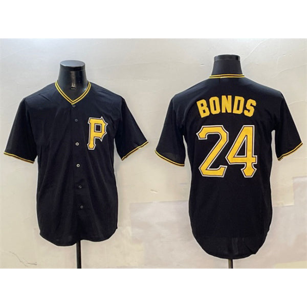 Pittsburgh Pirates #24 Barry Bonds Black HeidiMiller Cool Base Stitched Jersey