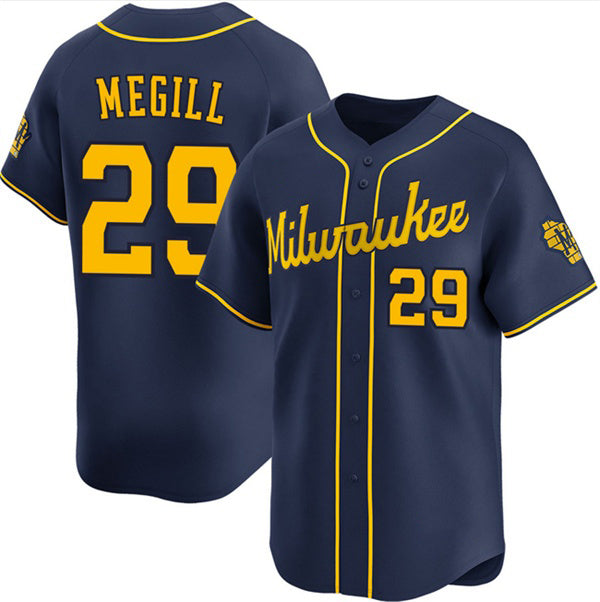 Milwaukee Brewers #29 Trevor Megill Navy HeidiMiller Alternate Limited Stitched Jersey