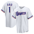 Texas Rangers #1 Dad Home White HeidiMiller Replica Jersey
