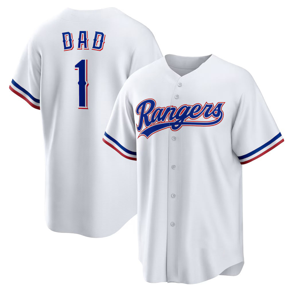 Texas Rangers #1 Dad Home White HeidiMiller Replica Jersey