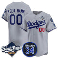 Custom Los Angeles Dodgers ACTIVE PLAYER Gray HeidiMiller 2025 World Series With No. 34 Patch Limited Stitched Jersey