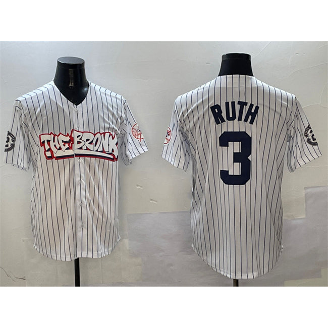 New York Yankees #3 Babe Ruth White HeidiMiller Bronx Graffiti Vapor Limited Stitched Jersey