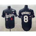 Los Angeles Dodgers #8 Enrique Hern¨¢ndez Black HeidiMiller 2025 World Series Patch Tokyo Series Limited Stitched Jersey