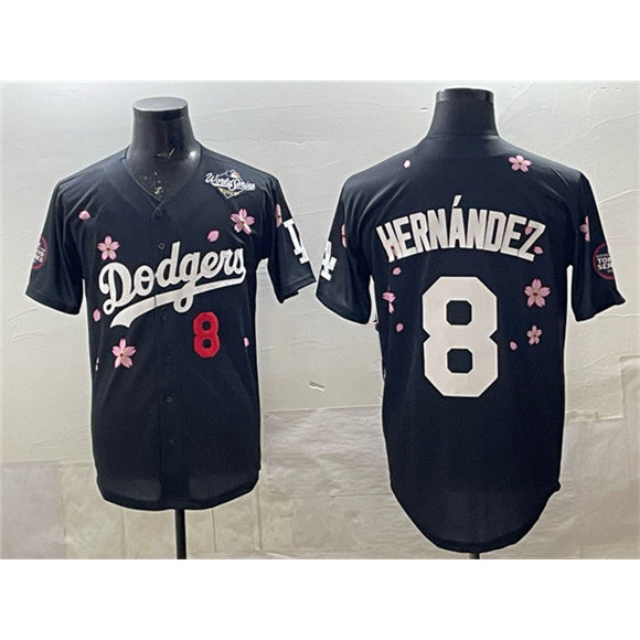 Los Angeles Dodgers #8 Enrique Hern¨¢ndez Black HeidiMiller 2025 World Series Patch Tokyo Series Limited Stitched Jersey