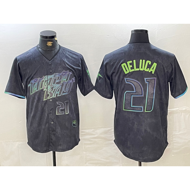 Tampa Bay Rays #21 Jonny DeLuca Number Charcoal HeidiMiller 2024 City Connect Limited Stitched Jersey 2