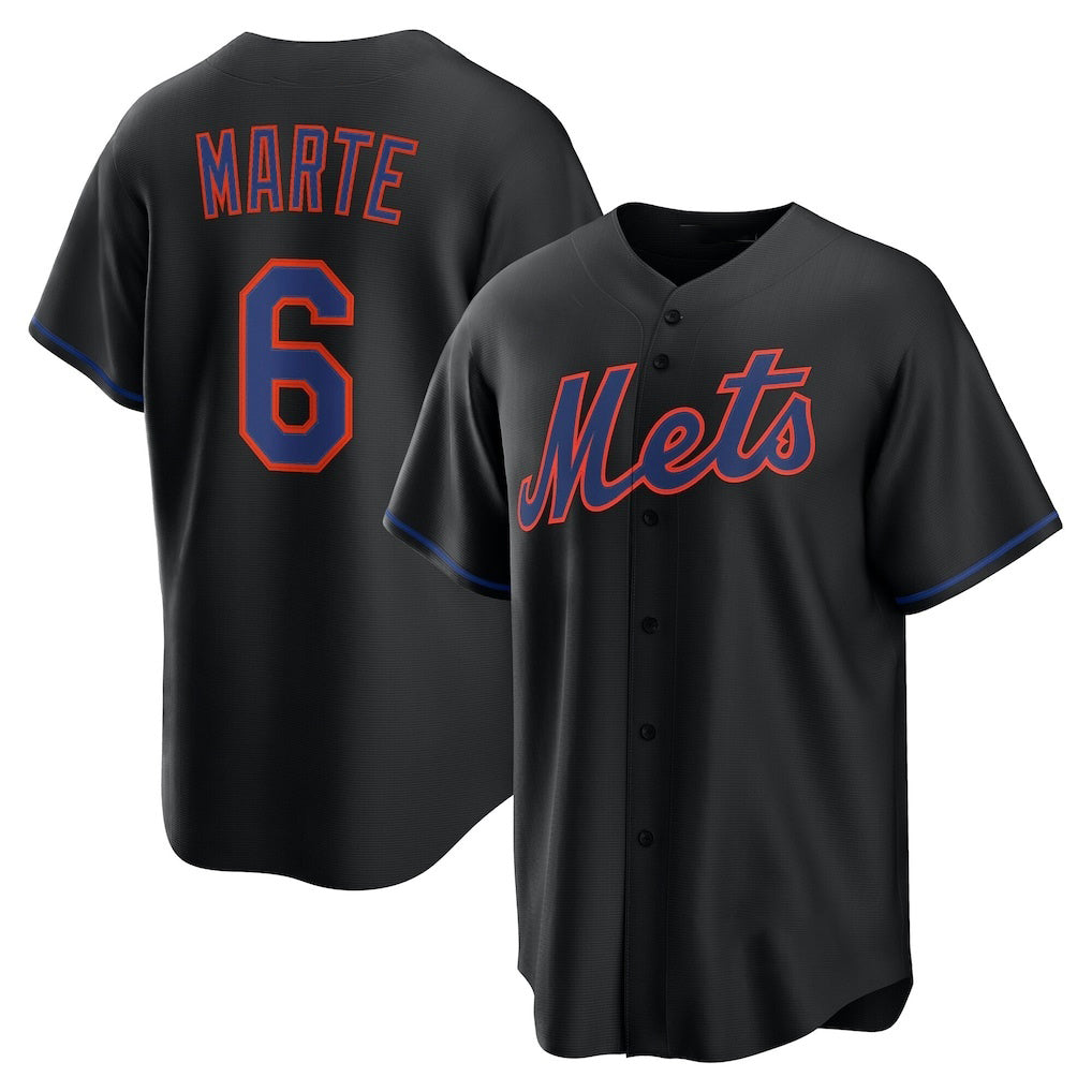 New York Mets #6 Starling Marte Black HeidiMiller Alternate Replica Jersey