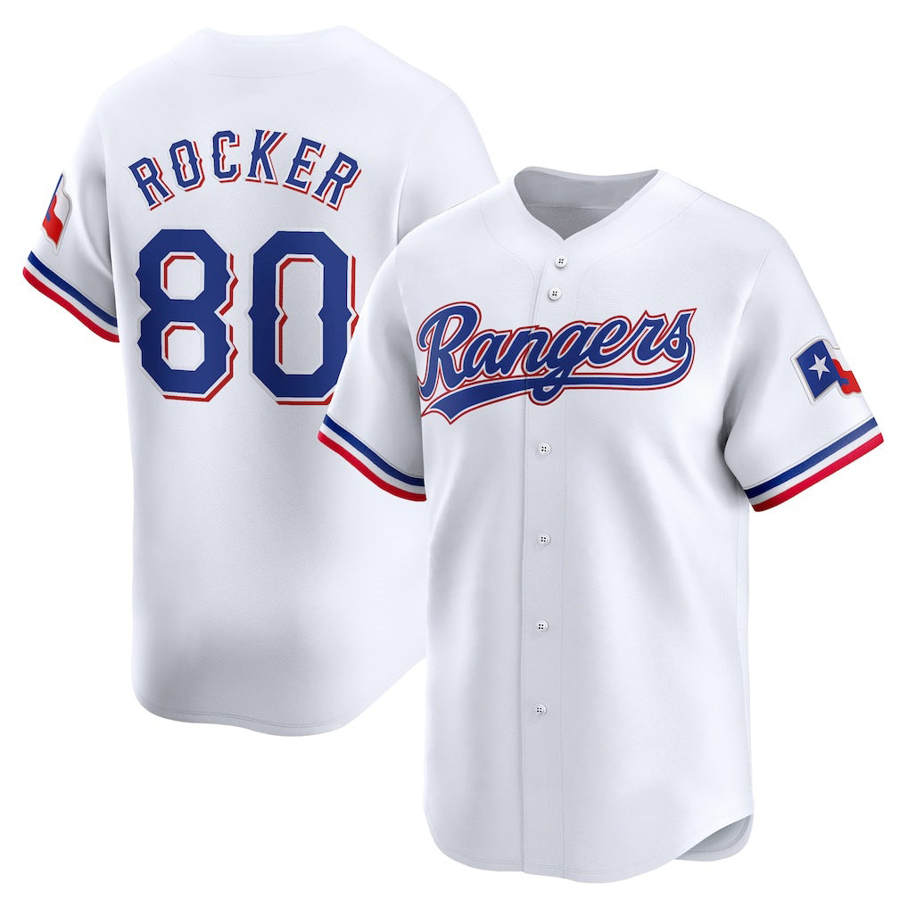 Texas Rangers #80 Kumar Rocker White HeidiMiller Home Limited Player Jersey