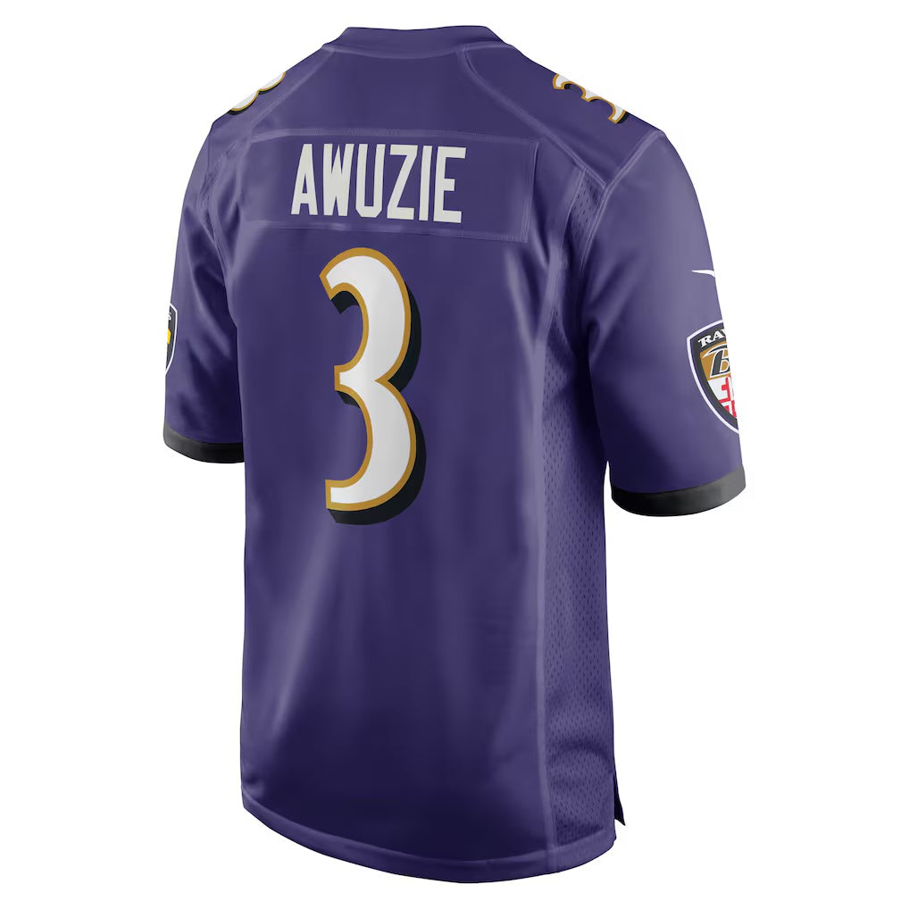 B.Ravens #3 Chidobe Awuzie Purple HeidiMiller Team Game Jersey