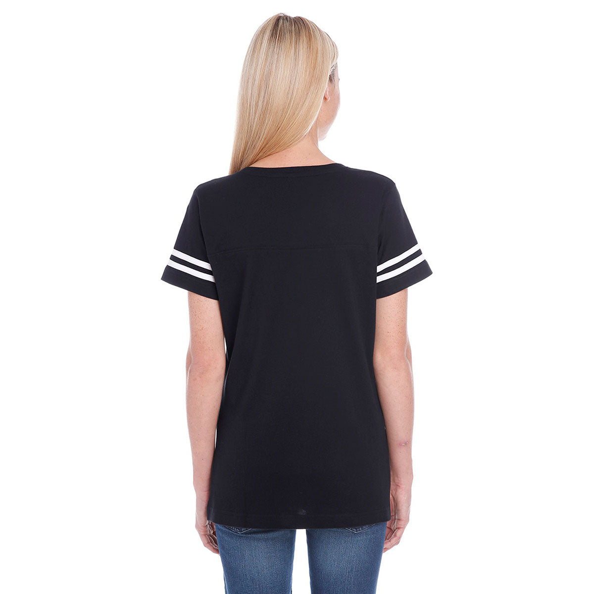 Women's Black/White Football Fine Jersey T-Shirt
