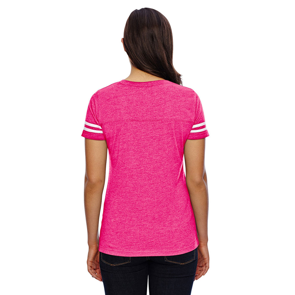 Women's Vintage Heather Pink/Blended White Football Fine Jersey T-Shirt