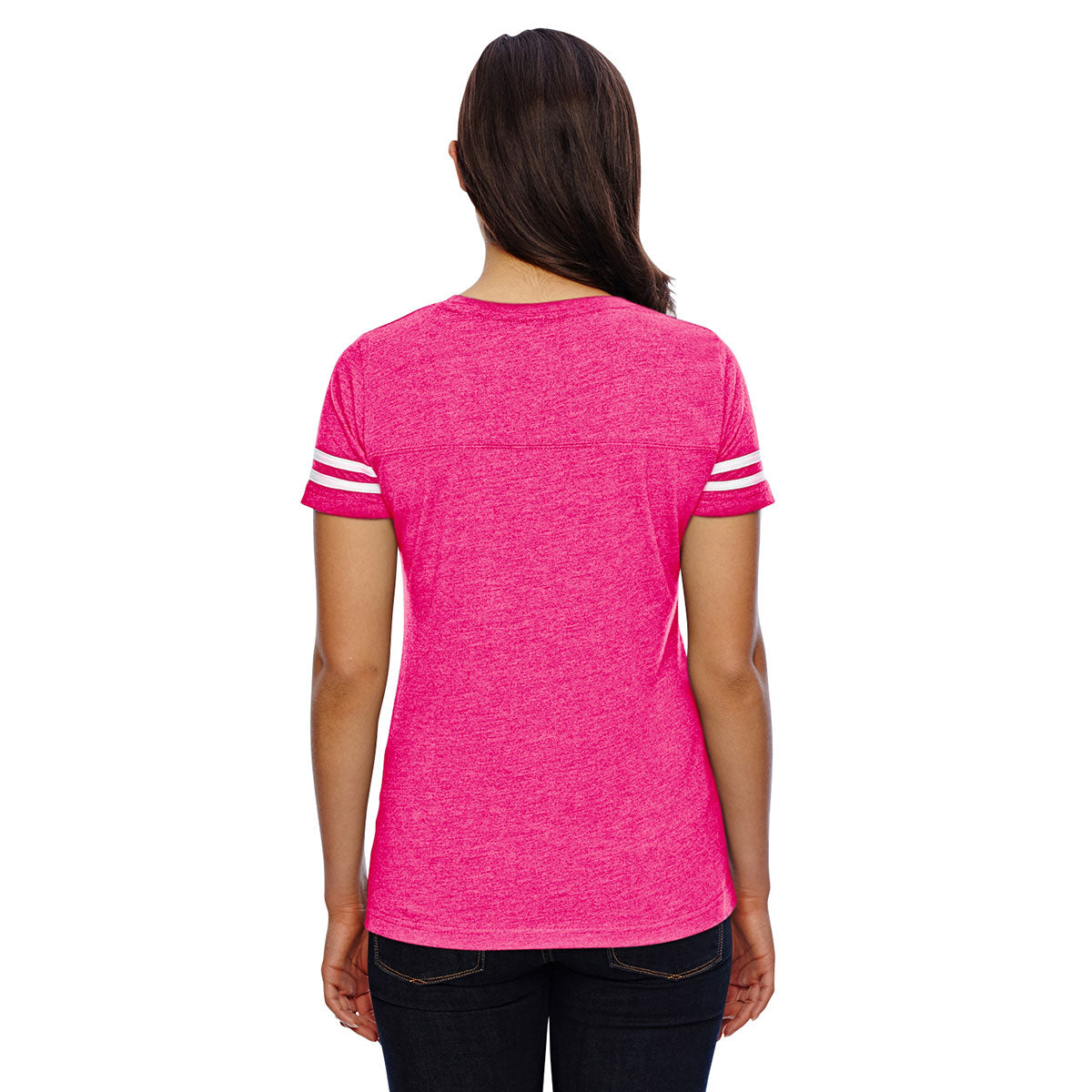 Women's Vintage Heather Pink/Blended White Football Fine Jersey T-Shirt