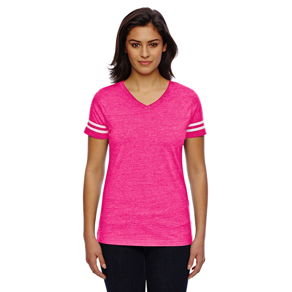 Women's Vintage Heather Pink/Blended White Football Fine Jersey T-Shirt
