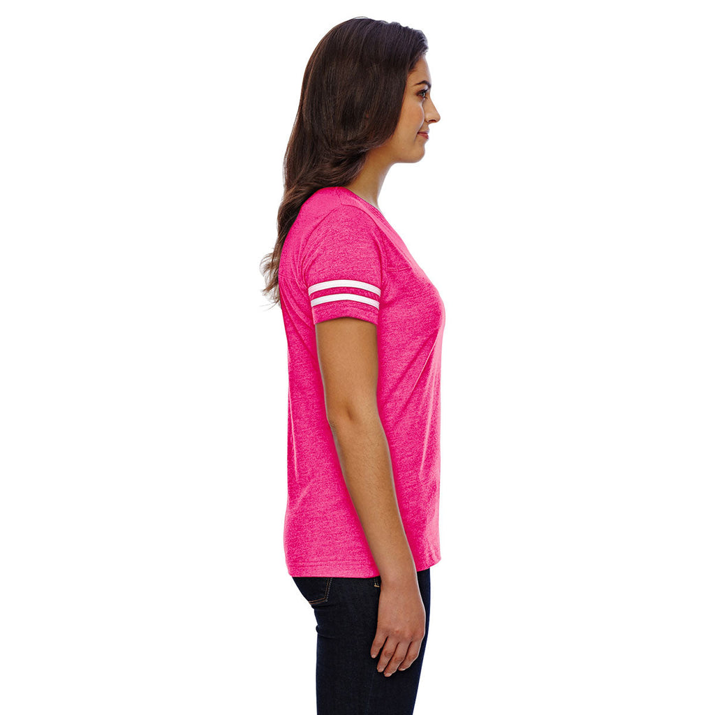 Women's Vintage Heather Pink/Blended White Football Fine Jersey T-Shirt