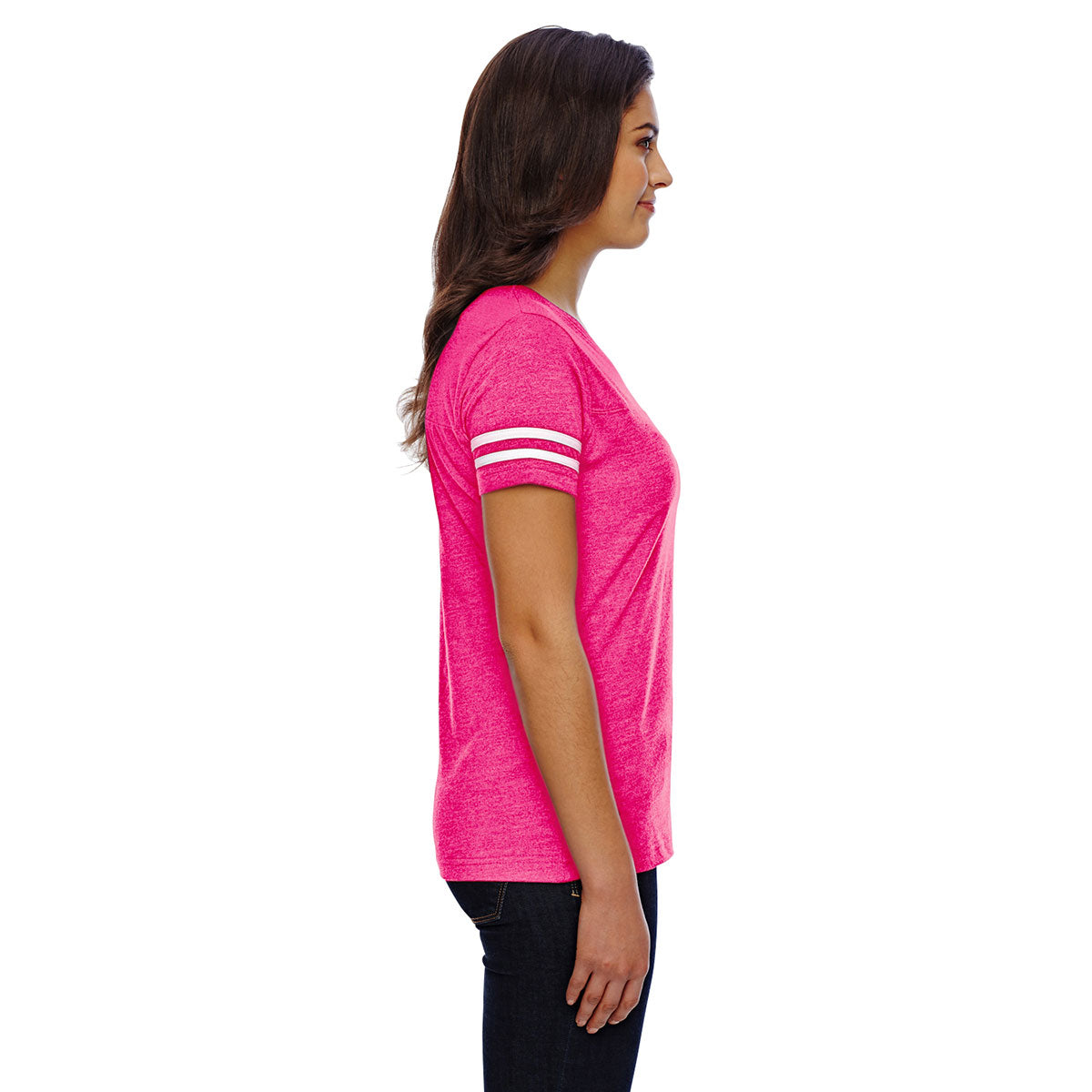 Women's Vintage Heather Pink/Blended White Football Fine Jersey T-Shirt