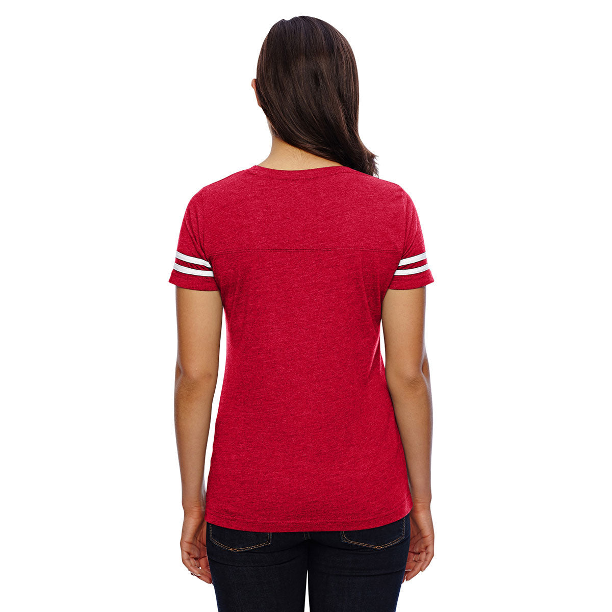 Women's Vintage Red/Blended White Football Fine Jersey T-Shirt