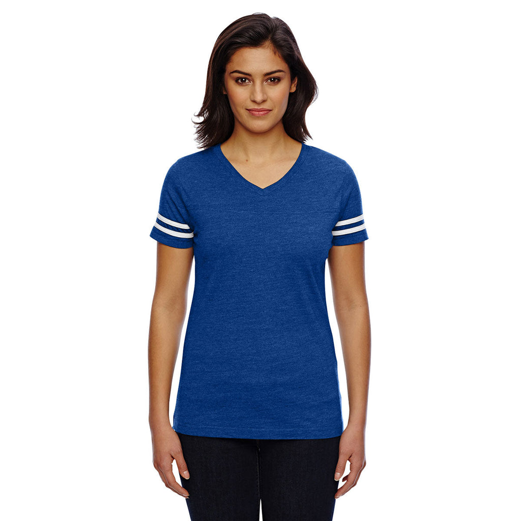 Women's Vintage Royal/Blended White Football Fine Jersey T-Shirt