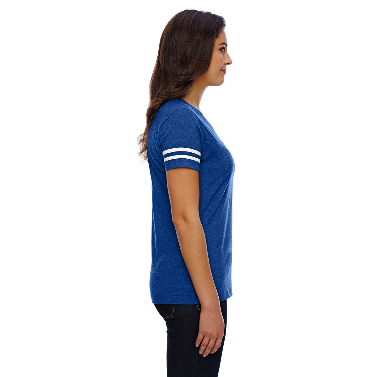 Women's Vintage Royal/Blended White Football Fine Jersey T-Shirt