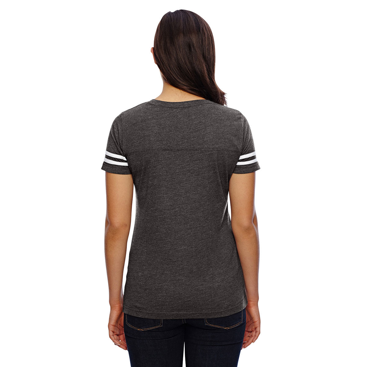 Women's Vintage Smoke/Blended White Football Fine Jersey T-Shirt