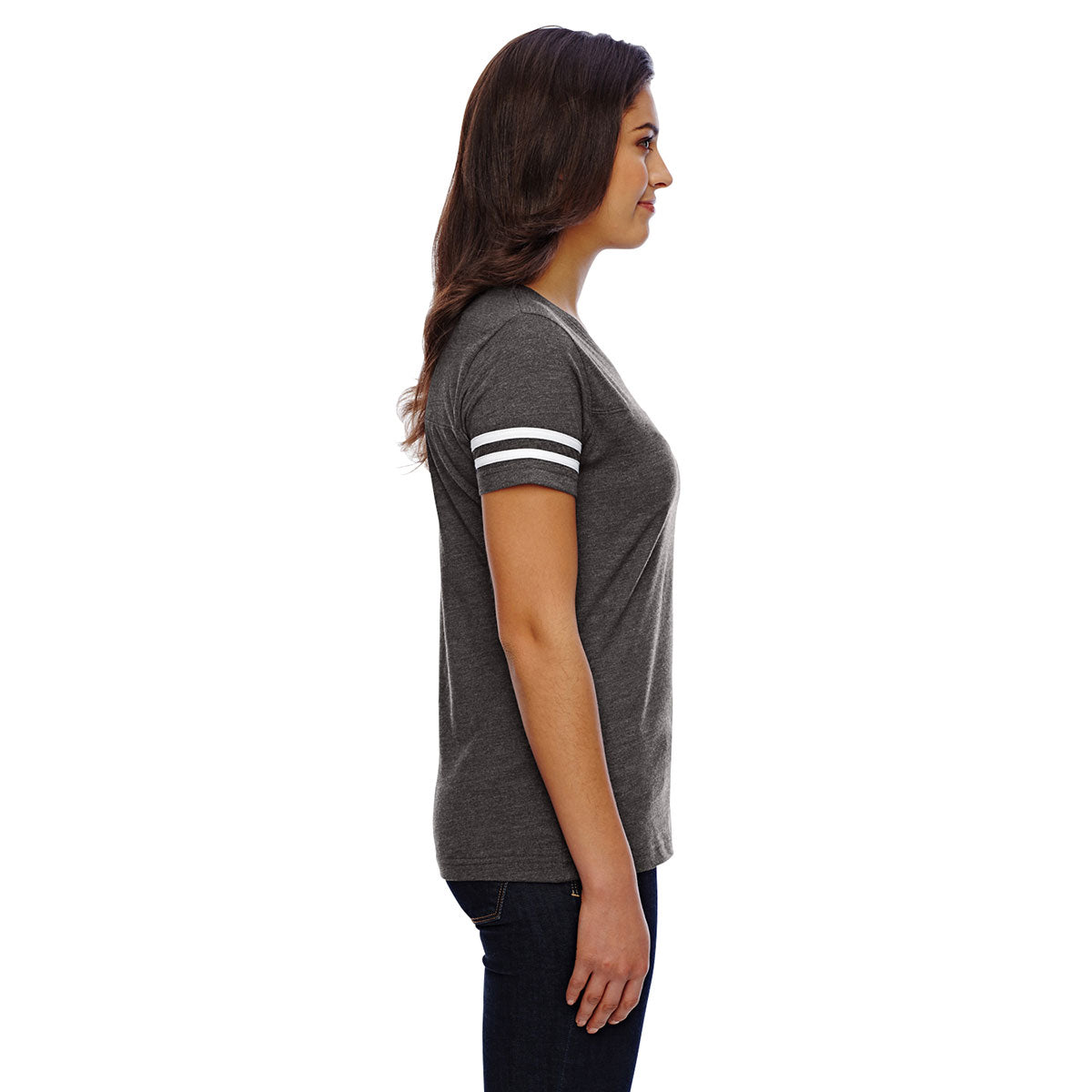 Women's Vintage Smoke/Blended White Football Fine Jersey T-Shirt